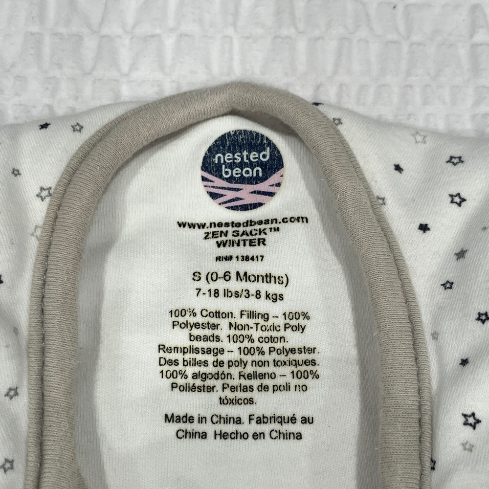 Nested Bean White Sleep Sack with Star Pattern - Picture 4 of 5